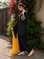 Black Embroidered Kurta Pant Set