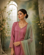 Blush Pink Embroidered Kurta Pant Set