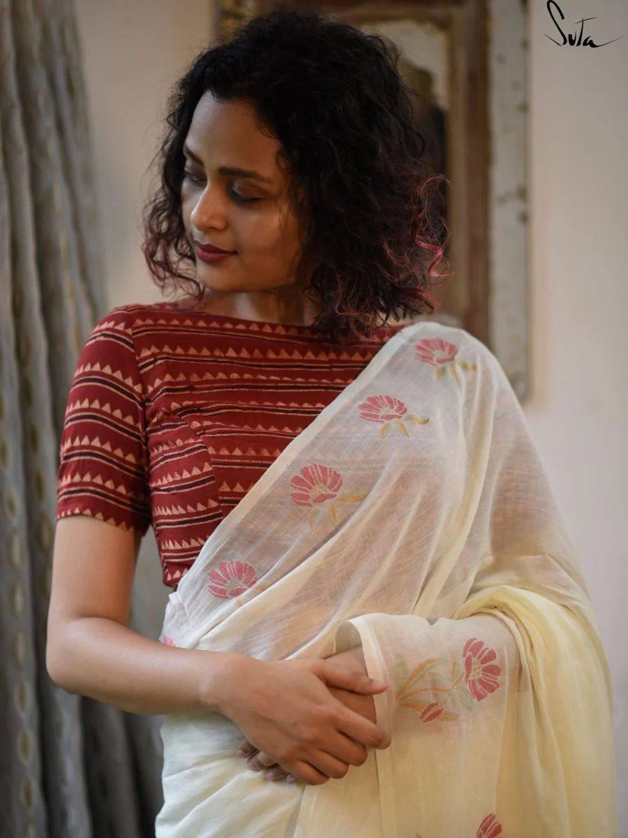 Party were Bollywood Stylish Off White Linen Saree - Ibis Fab