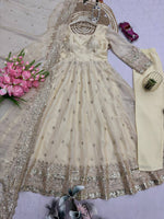 Moonstone Ivory Elegant Fandy Silk Anarkali Suit Set