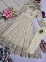 Moonstone Ivory Elegant Fandy Silk Anarkali Suit Set