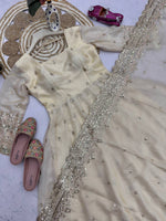 Moonstone Ivory Elegant Fandy Silk Anarkali Suit Set