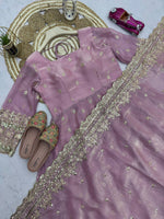 Peach Blossom Elegant Fandy Silk Anarkali Suit Set