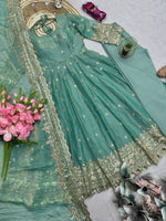 Pistachio Mist Elegant Fandy Silk Anarkali Suit Set