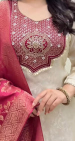 Premium Banarasi Jacquard Suit Set – Hand Zari Weaving & Embroidery