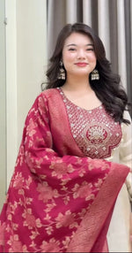 Premium Banarasi Jacquard Suit Set – Hand Zari Weaving & Embroidery