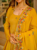 Yellow Crunchy Silk Anarkali Sharara Suit Set