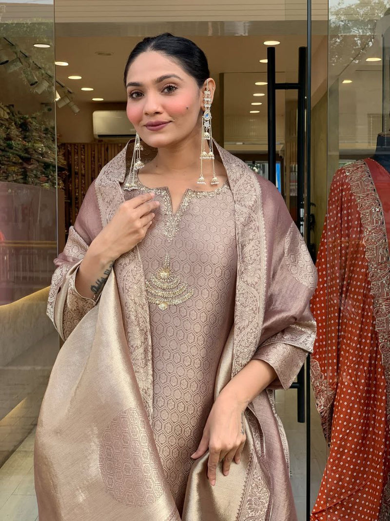 Women’s Banarasi Silk Suit Set with Dupatta – Elegant Ethnic Party Wear