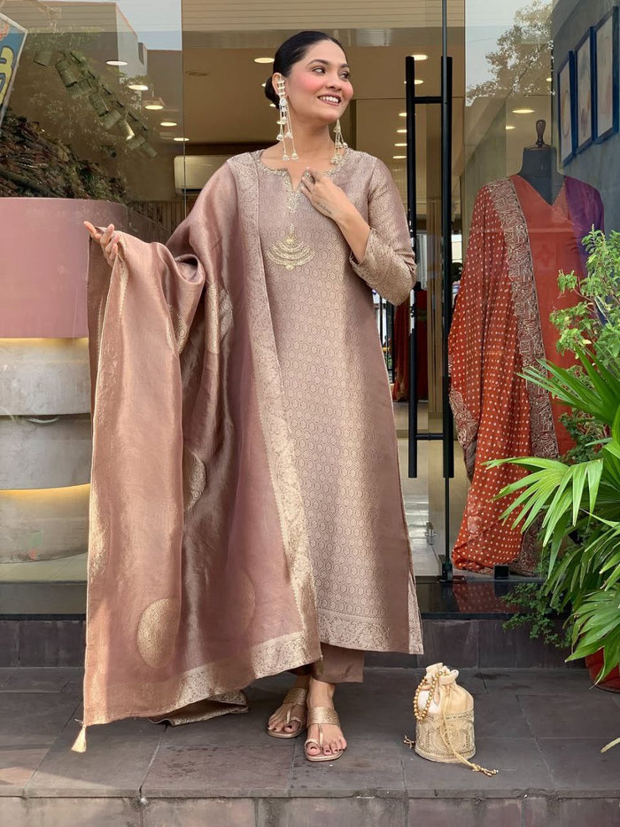 Women’s Banarasi Silk Suit Set with Dupatta – Elegant Ethnic Party Wear