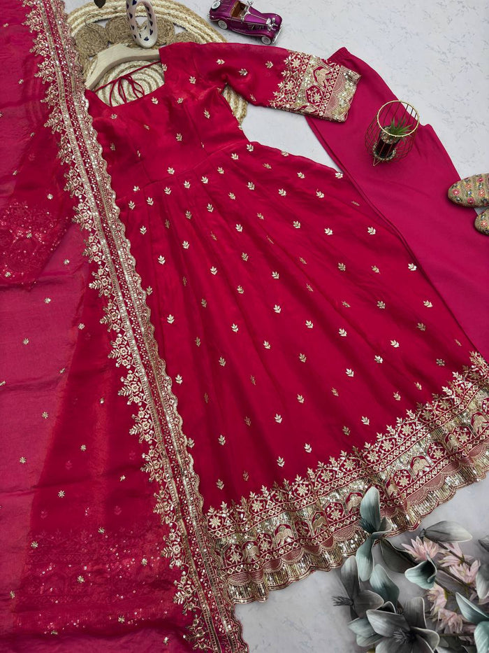 Ruby Elegant Fandy Silk Anarkali Suit Set