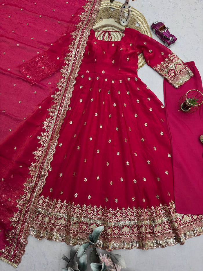 Ruby Elegant Fandy Silk Anarkali Suit Set