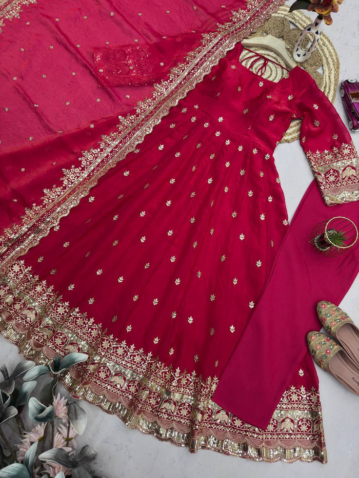 Ruby Elegant Fandy Silk Anarkali Suit Set