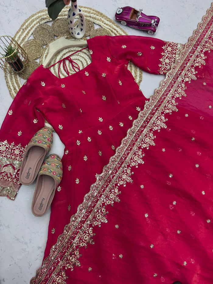 Ruby Elegant Fandy Silk Anarkali Suit Set