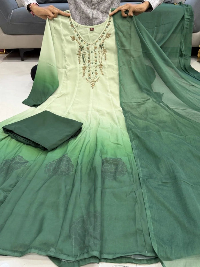 Green Embroidered Anarkali Suit Set