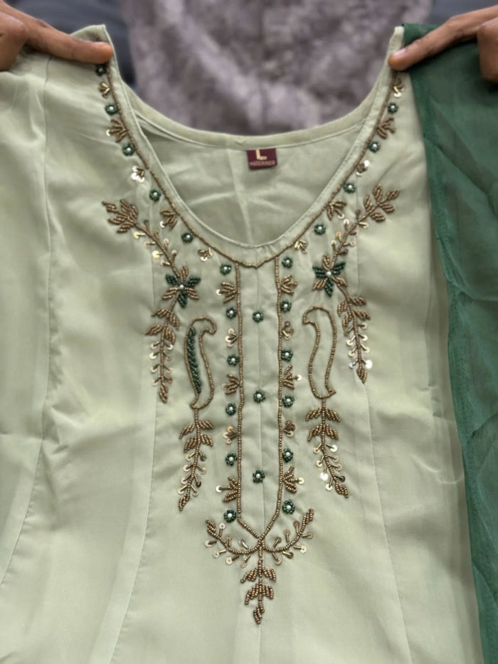Green Embroidered Anarkali Suit Set