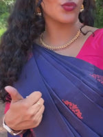 Dark Blue Jacquard Saree