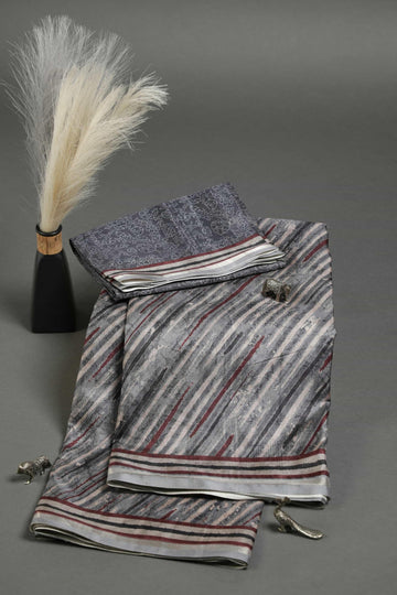 Prominent Multi Colored Cotton Linen Designer Printed Saree