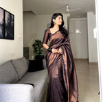 Pure jacquard Silk Sarees Black Colour, Festival Wear - Ibis Fab