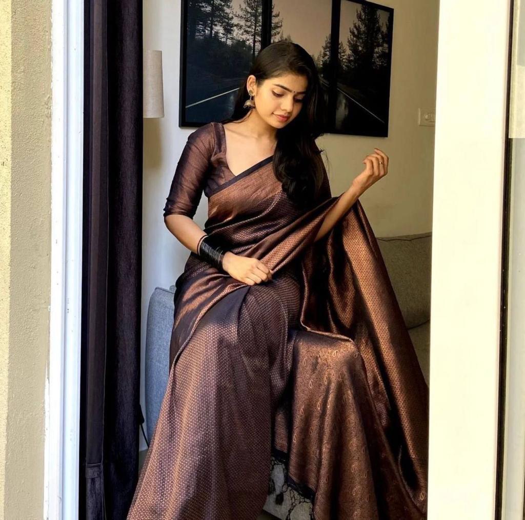 Pure jacquard Silk Sarees Black Colour, Festival Wear - Ibis Fab