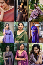 Pure jacquard Silk Sarees Blue Colour, Festival Wear - Ibis Fab