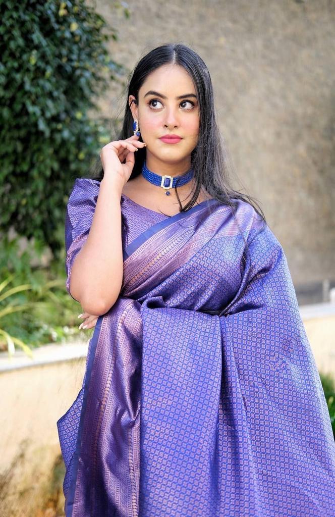 Pure jacquard Silk Sarees Blue Colour, Festival Wear