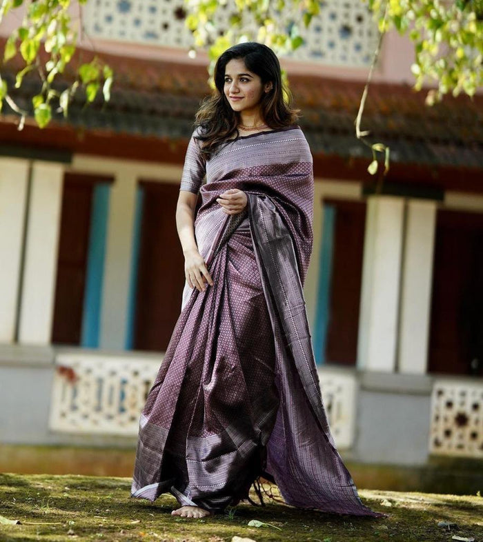 Pure jacquard Silk Sarees Dark Wine Colour, Festival Wear