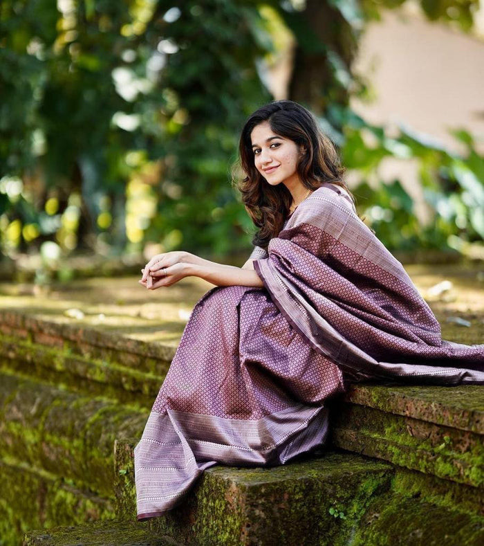Pure jacquard Silk Sarees Dark Wine Colour, Festival Wear