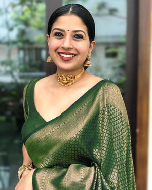 pure-jacquard-silk-sarees-green-colour-festival-wear