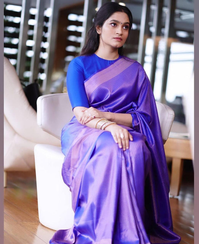 Pure jacquard Silk Sarees Royal Blue Colour, Festival Wear
