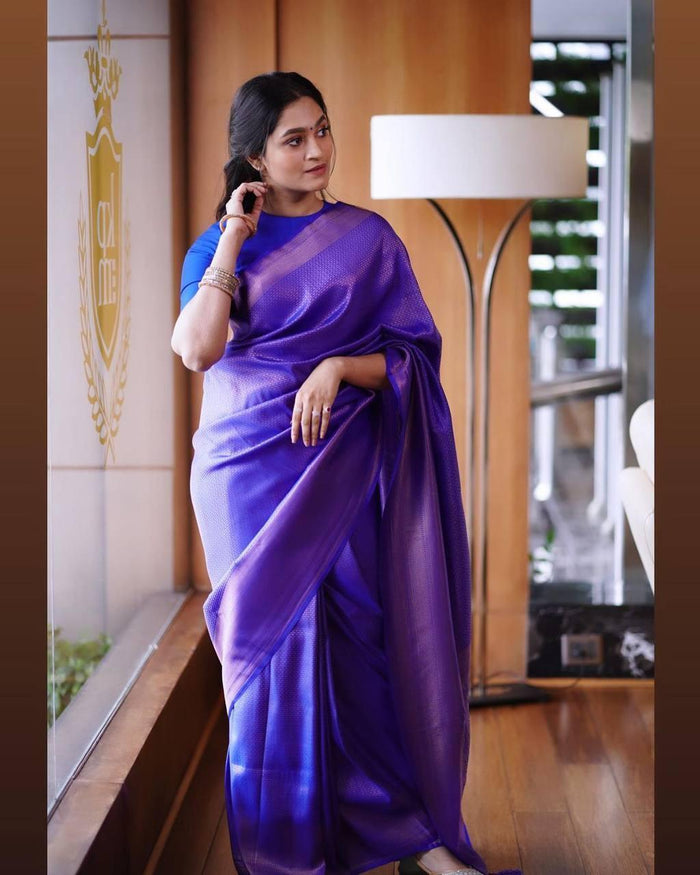 Pure jacquard Silk Sarees Royal Blue Colour, Festival Wear