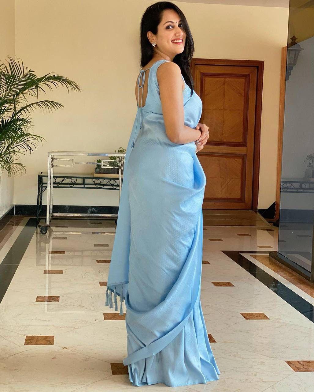 Pure jacquard Silk Sarees Sky Blue Colour, Party Wear - Ibis Fab