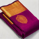 Pure jacquard Silk Sarees wine Colour Wedding Wear - Ibis Fab