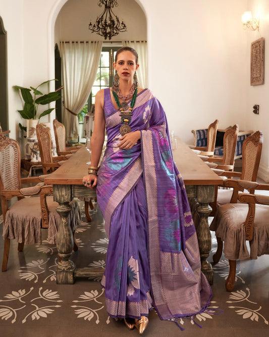 Purple Bollywood Style Silk Saree - Ibis Fab