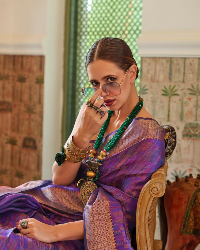 Purple Bollywood Style Silk Saree