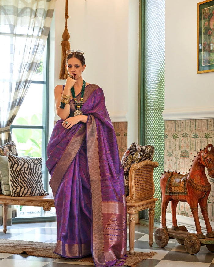 Purple Bollywood Style Silk Saree