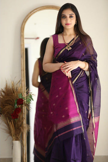 Purple Linan Jacquard Work Saree