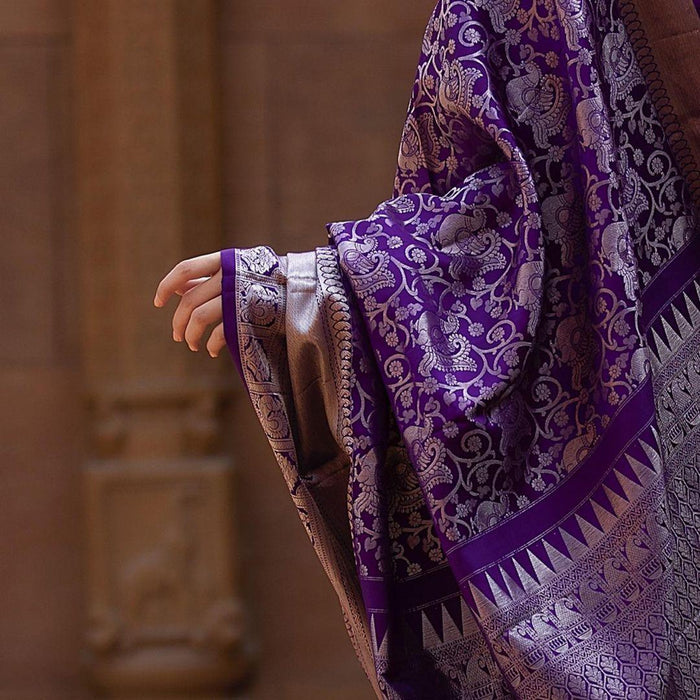 Purple Soft Banarasi Silk Saree
