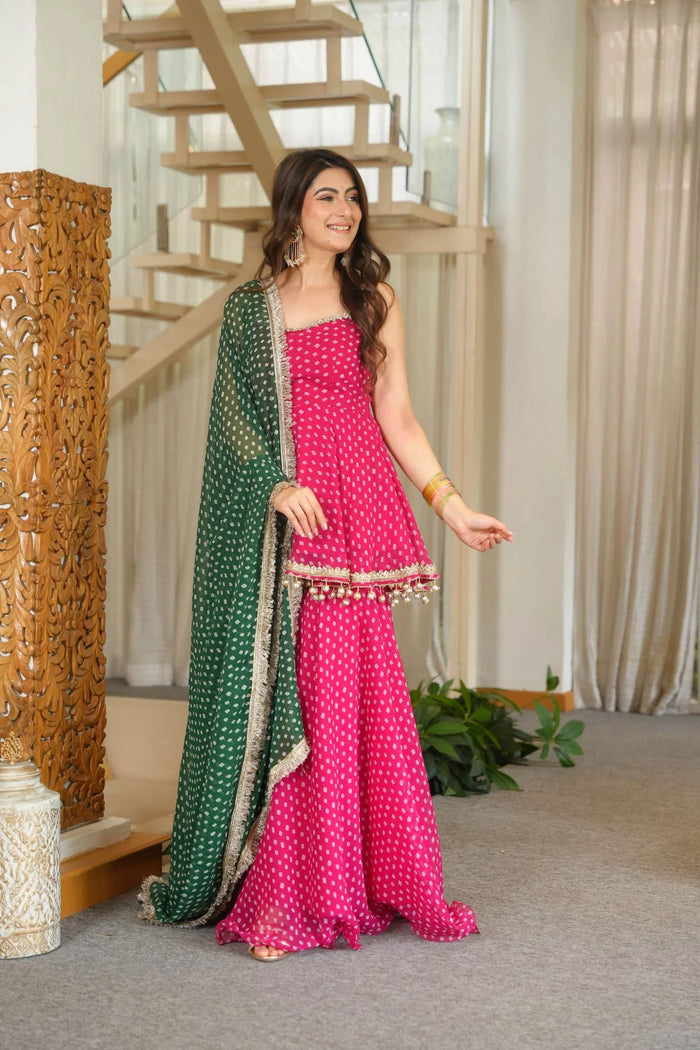 Rani Rang Georgette Sharara Set