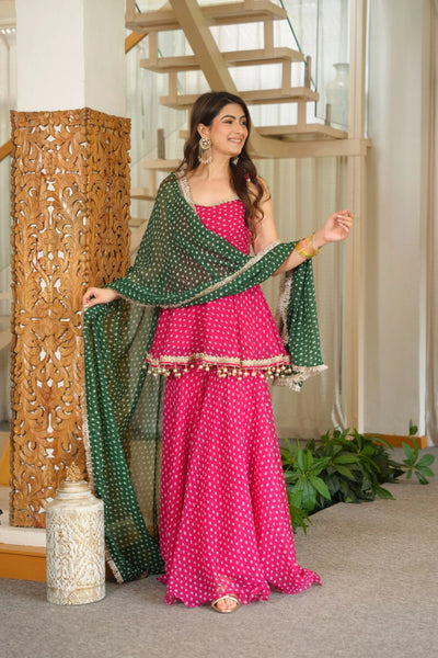 Rani Rang Georgette Sharara Set
