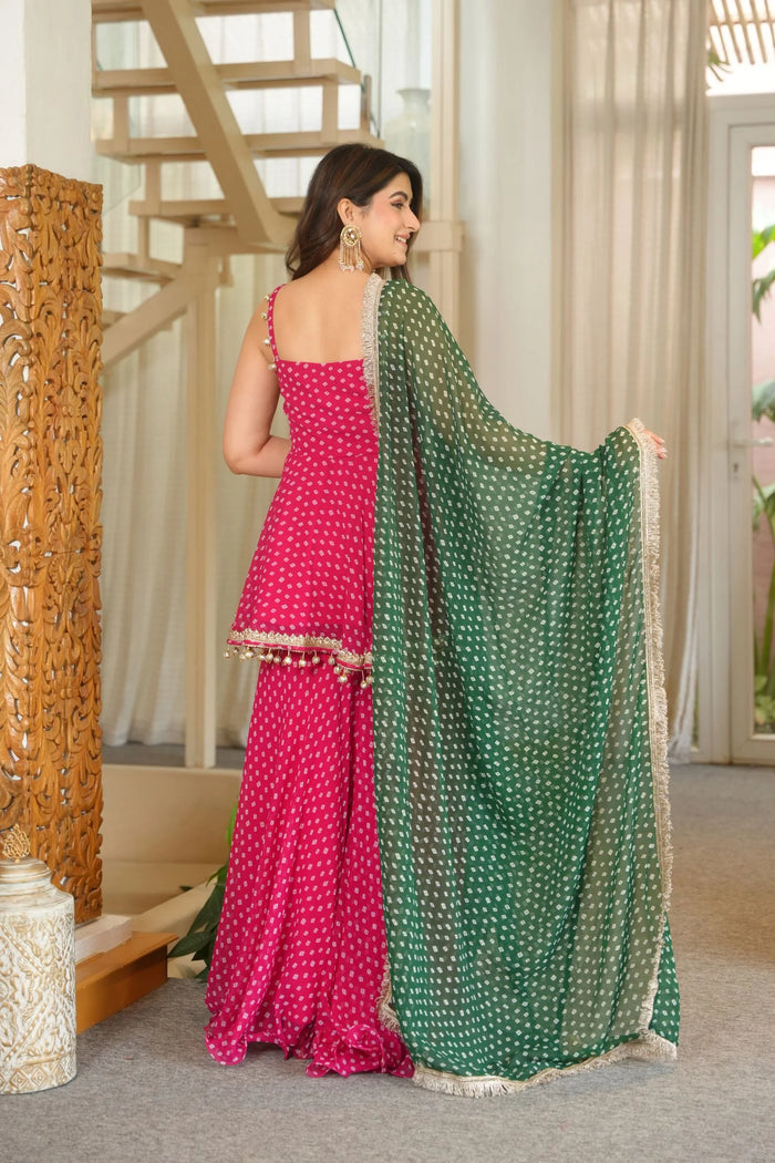 Rani Rang Georgette Sharara Set