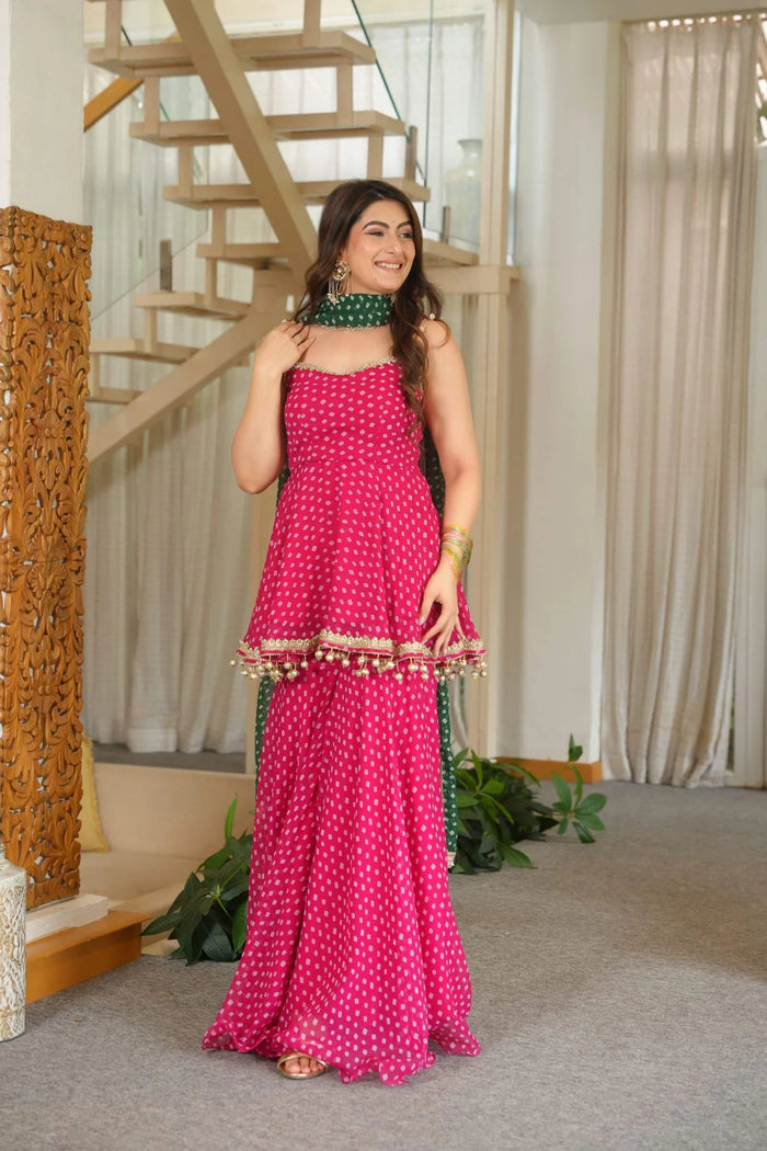 Rani Rang Georgette Sharara Set