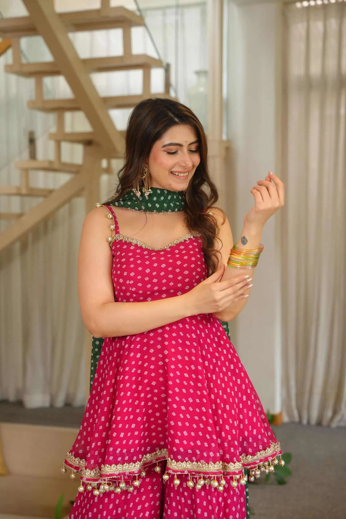 Rani Rang Georgette Sharara Set