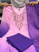 Pink & Royal Purple Embroidered Anarkali Suit Set