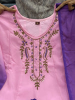 Pink & Royal Purple Embroidered Anarkali Suit Set