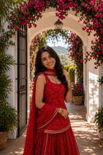 Royal Red Bandhani Sharara Suit Set