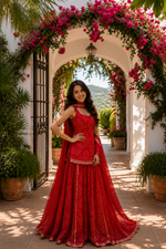 Royal Red Bandhani Sharara Suit Set