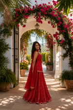 Royal Red Bandhani Sharara Suit Set