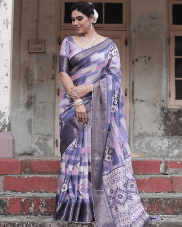 Refreshing Light Purple Colored Jacquard Silk Saree