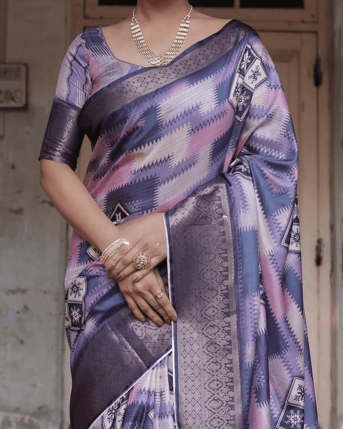 Refreshing Light Purple Colored Jacquard Silk Saree