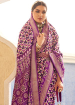 Refreshing Purple And White Colored Printed Pure Soft Silk Saree - Ibis Fab